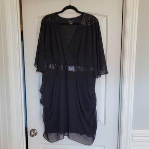 CITY CHIC Sequin Wrap Dress - black